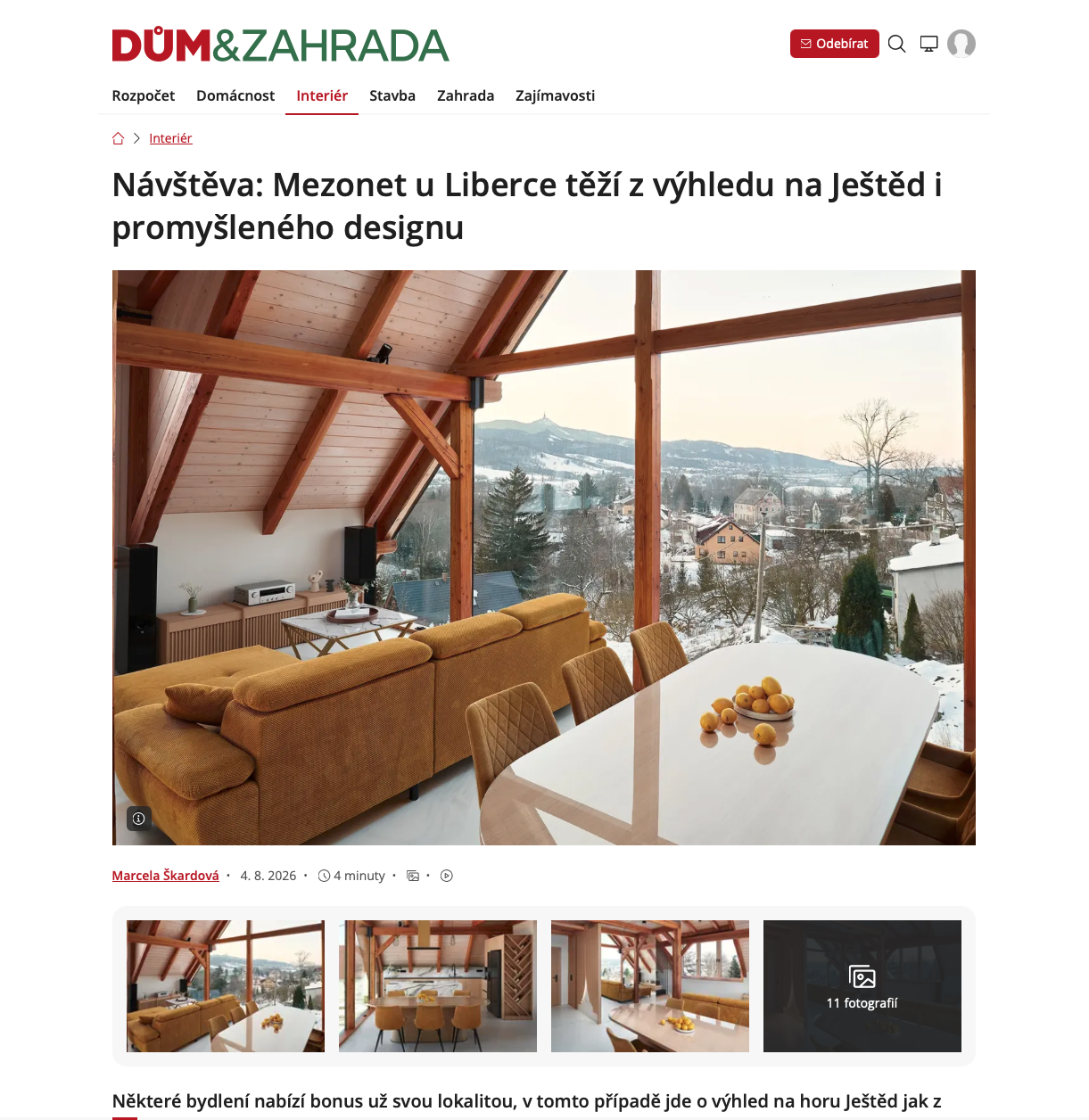 Návštěva: Mezonet u Liberce těží z výhledu na Ještěd i promyšleného designu